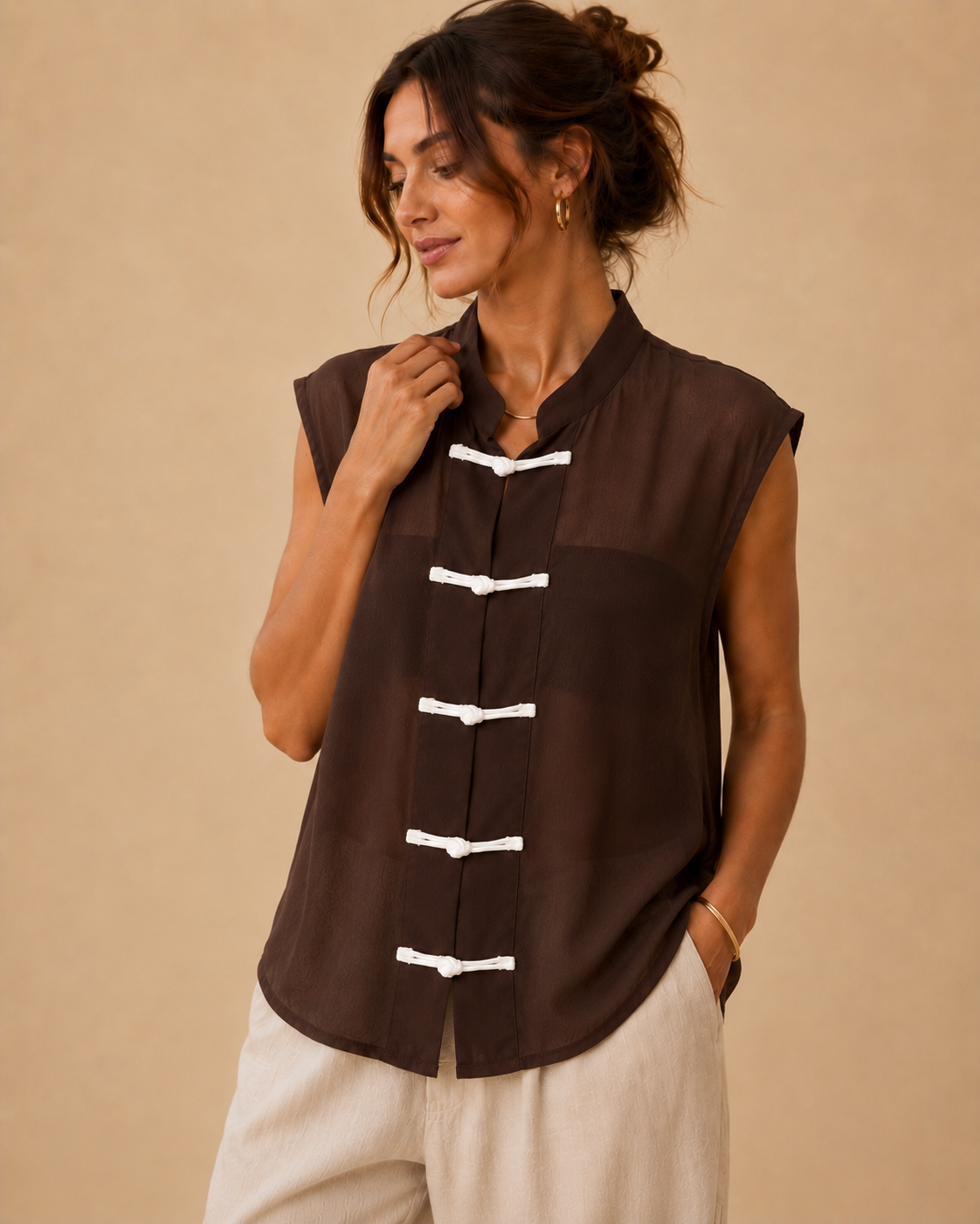 Chemise col Mao sans manches