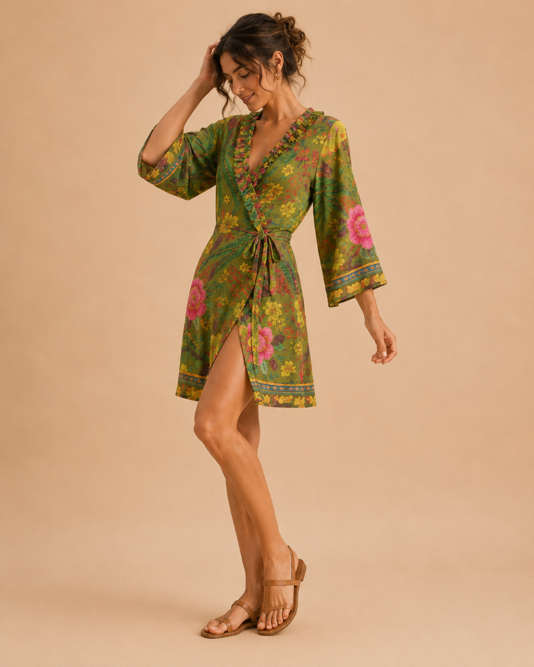 Robe portefeuille imprimé fleuri