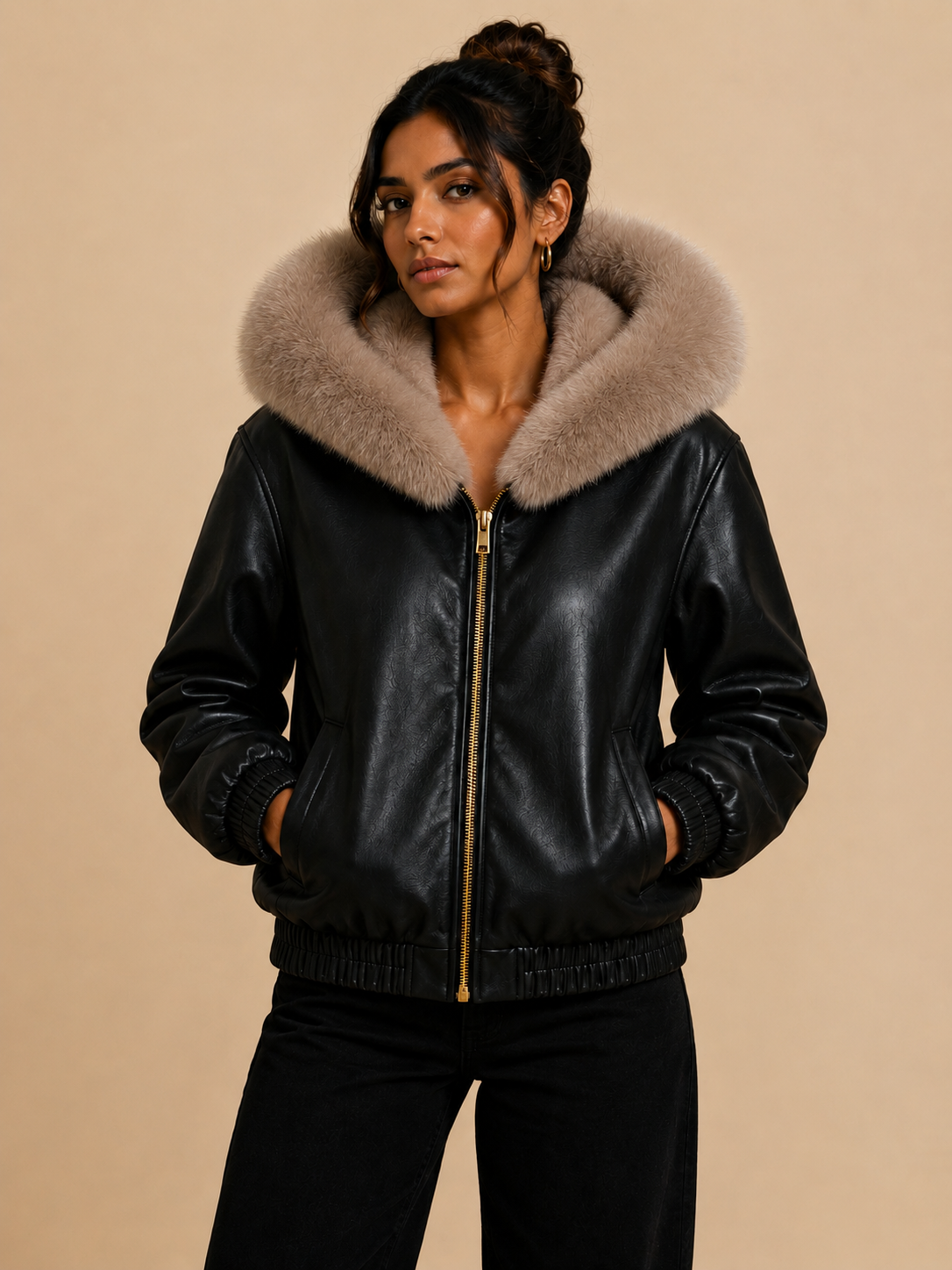 Blouson réversible similicuir & fausse fourrure