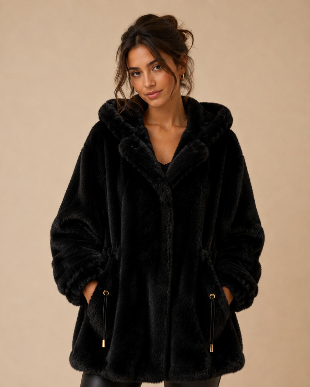 Veste fourrure à capuche