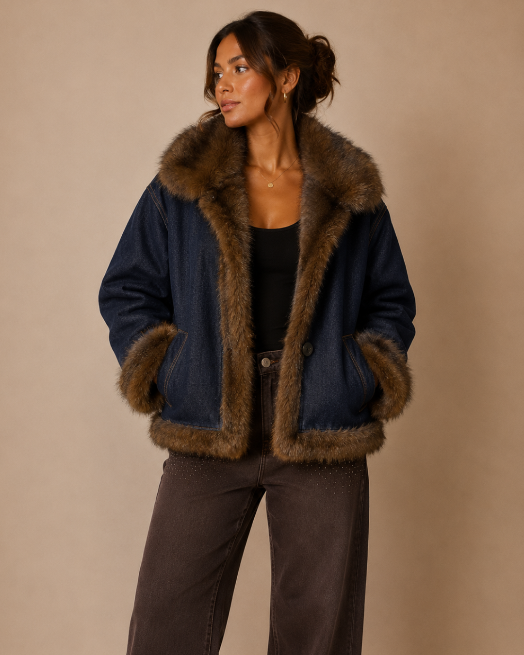 Veste jean et fausse fourrure réversible