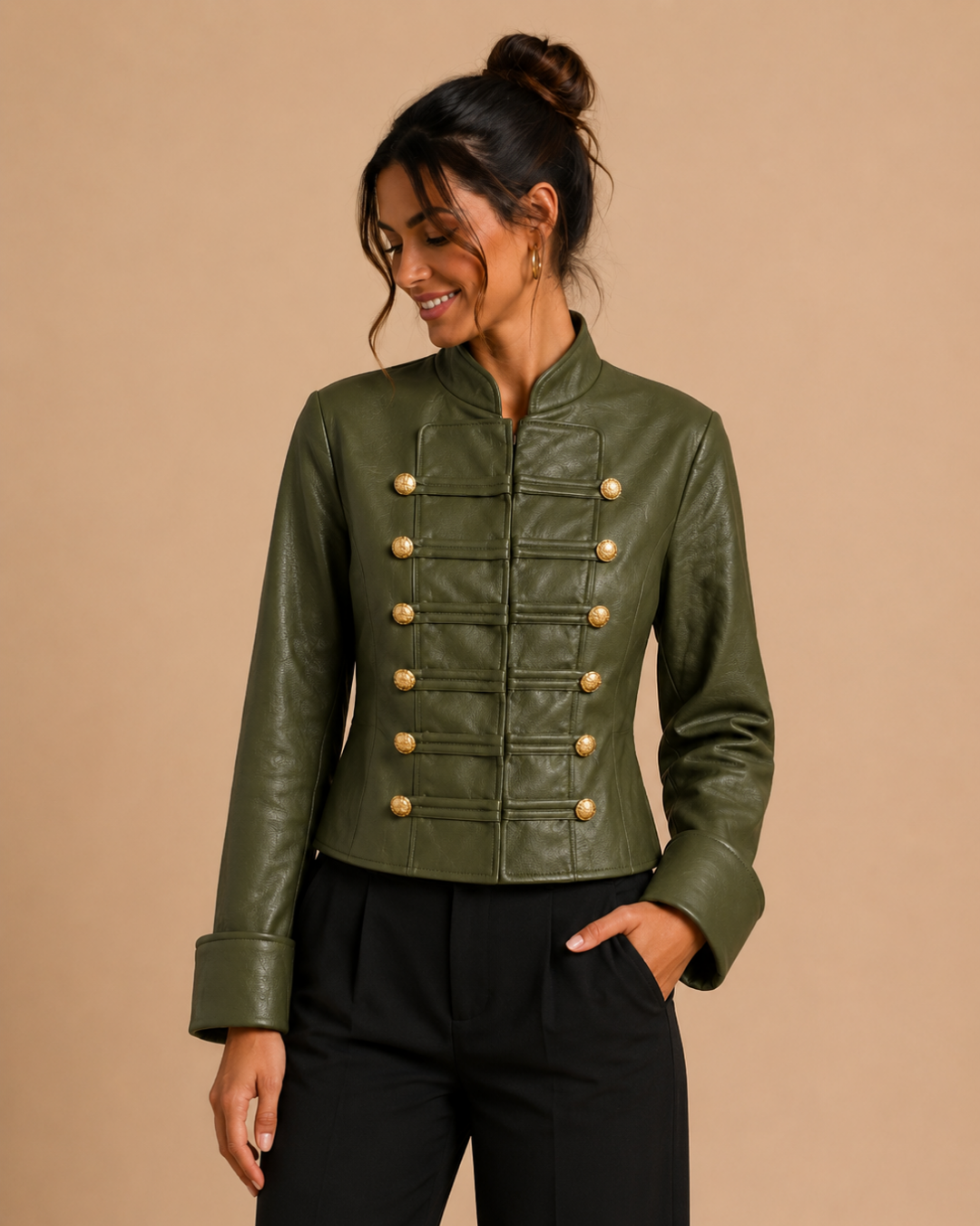 Veste similicuir boutonnée