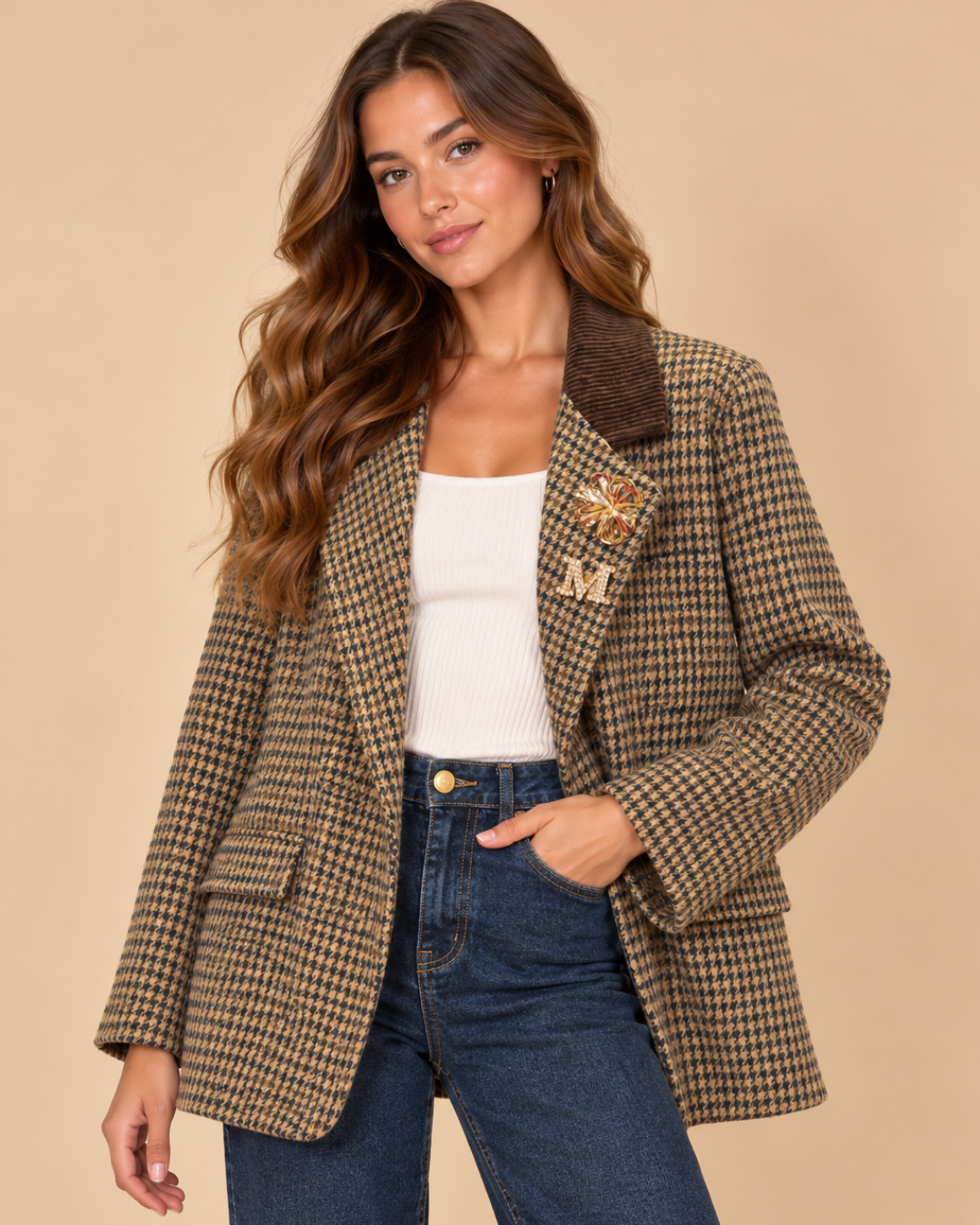 Veste blazer pied-de-poule