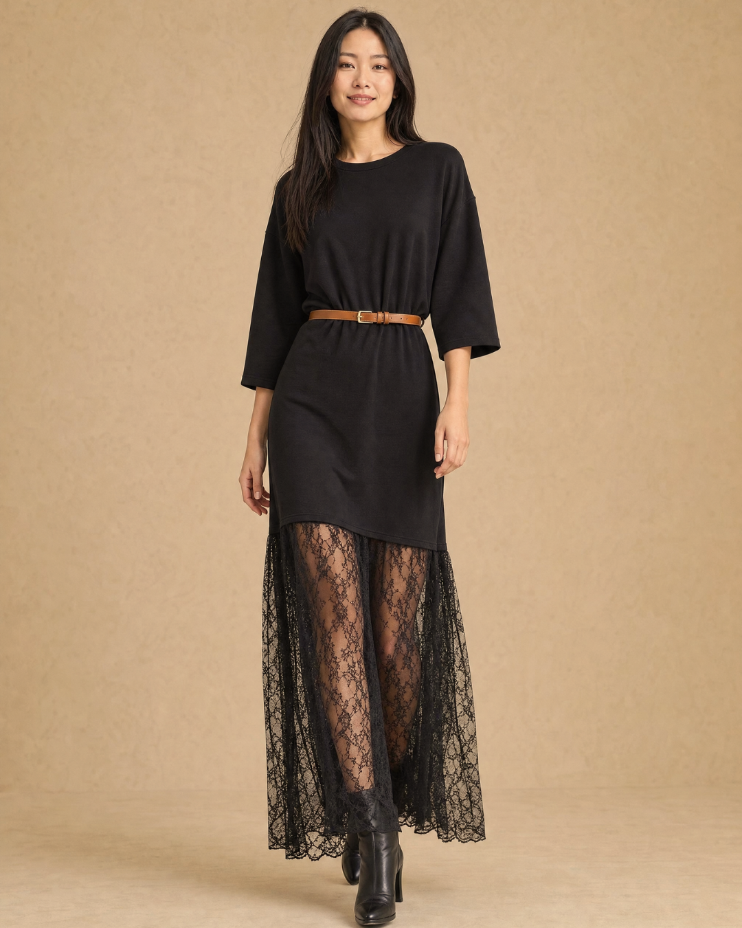 Robe longue avec dentelle