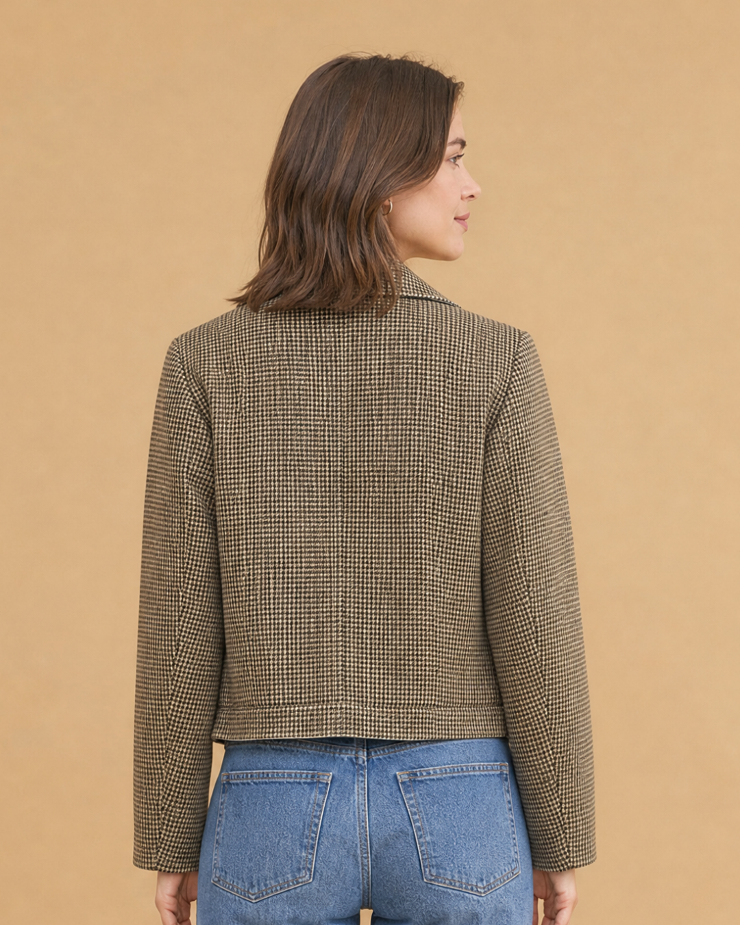Veste courte pied-de-poule