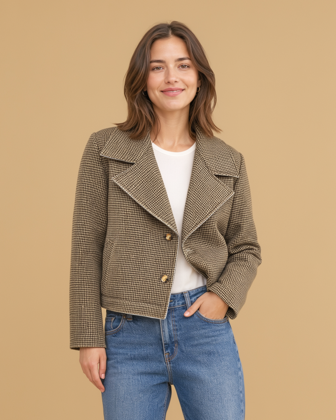 Veste courte pied-de-poule