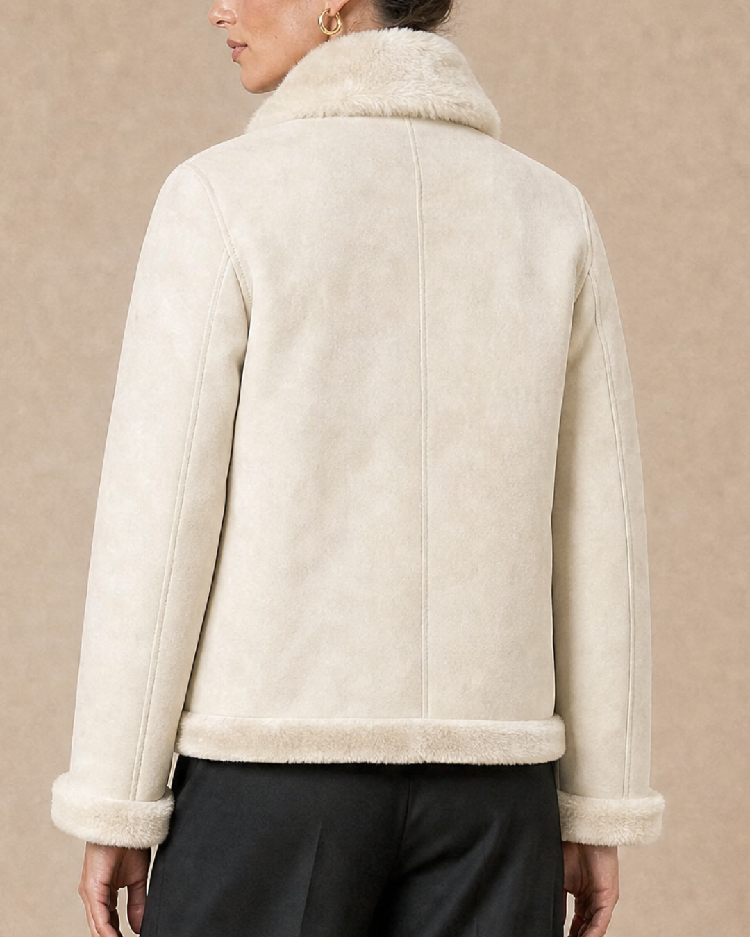 Veste fourrure réversible écru, de dos