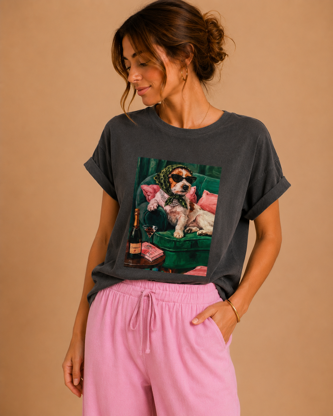 T-shirt à imprimé chien