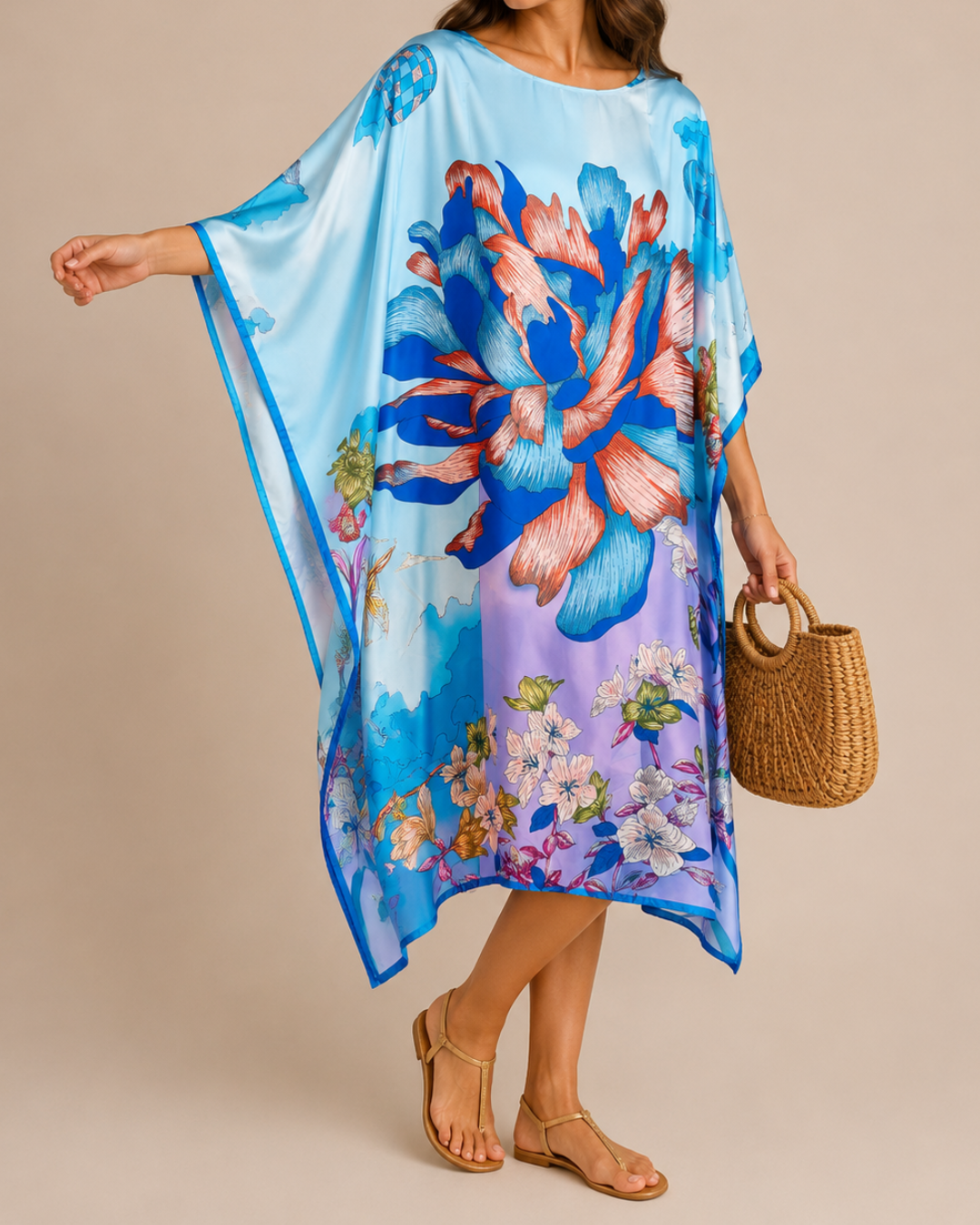 Kaftan fleur bleu