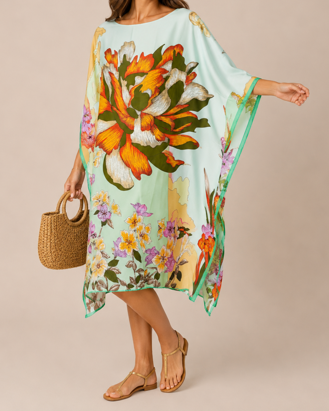 Kaftan fleur vert