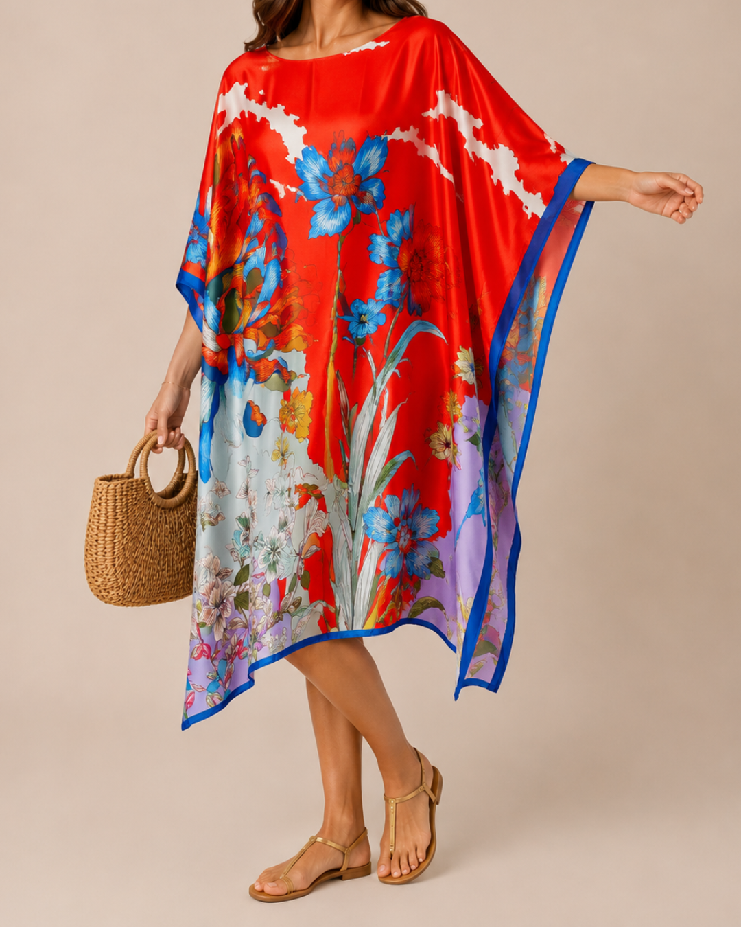 Kaftan floral rouge