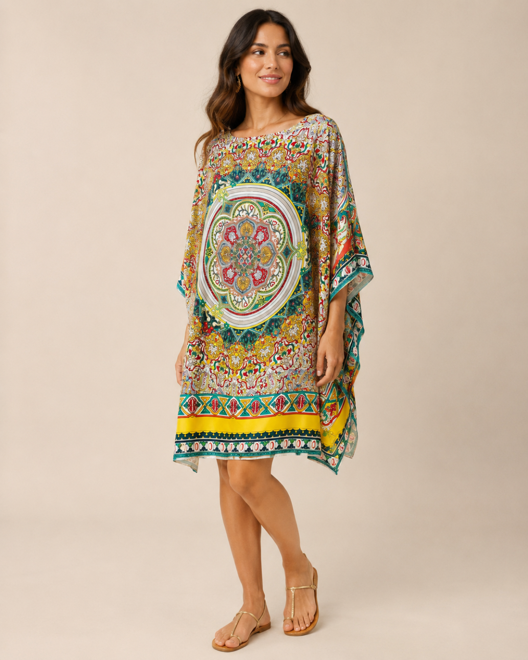 Kaftan mandala vert jaune