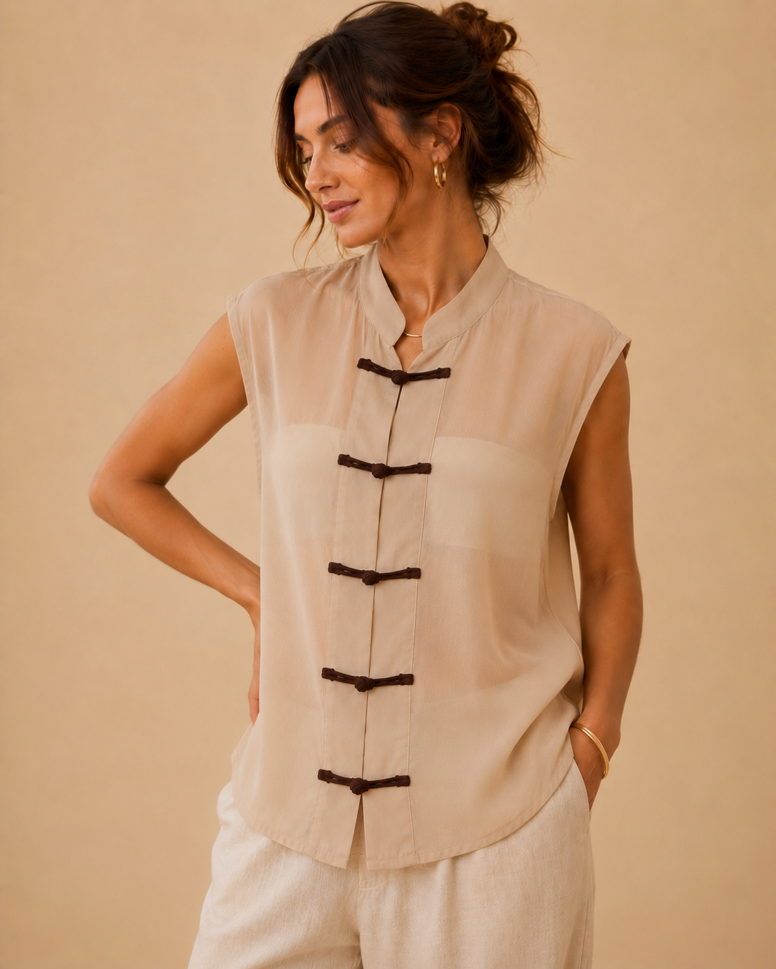 Chemise col Mao sans manches