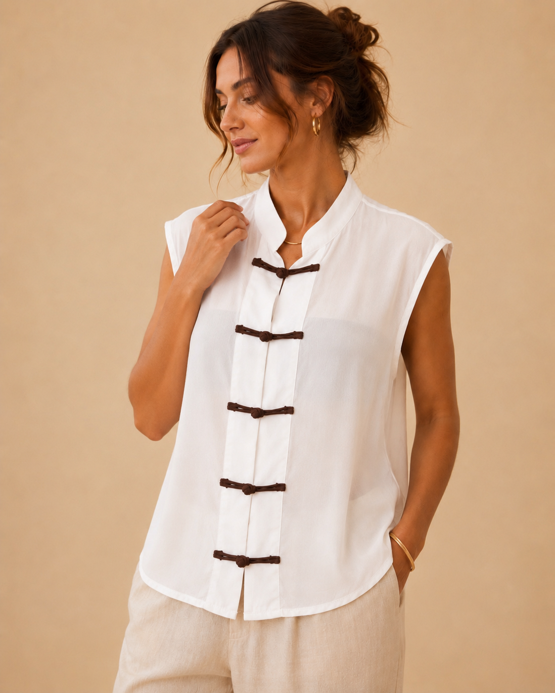 Chemise col Mao sans manches