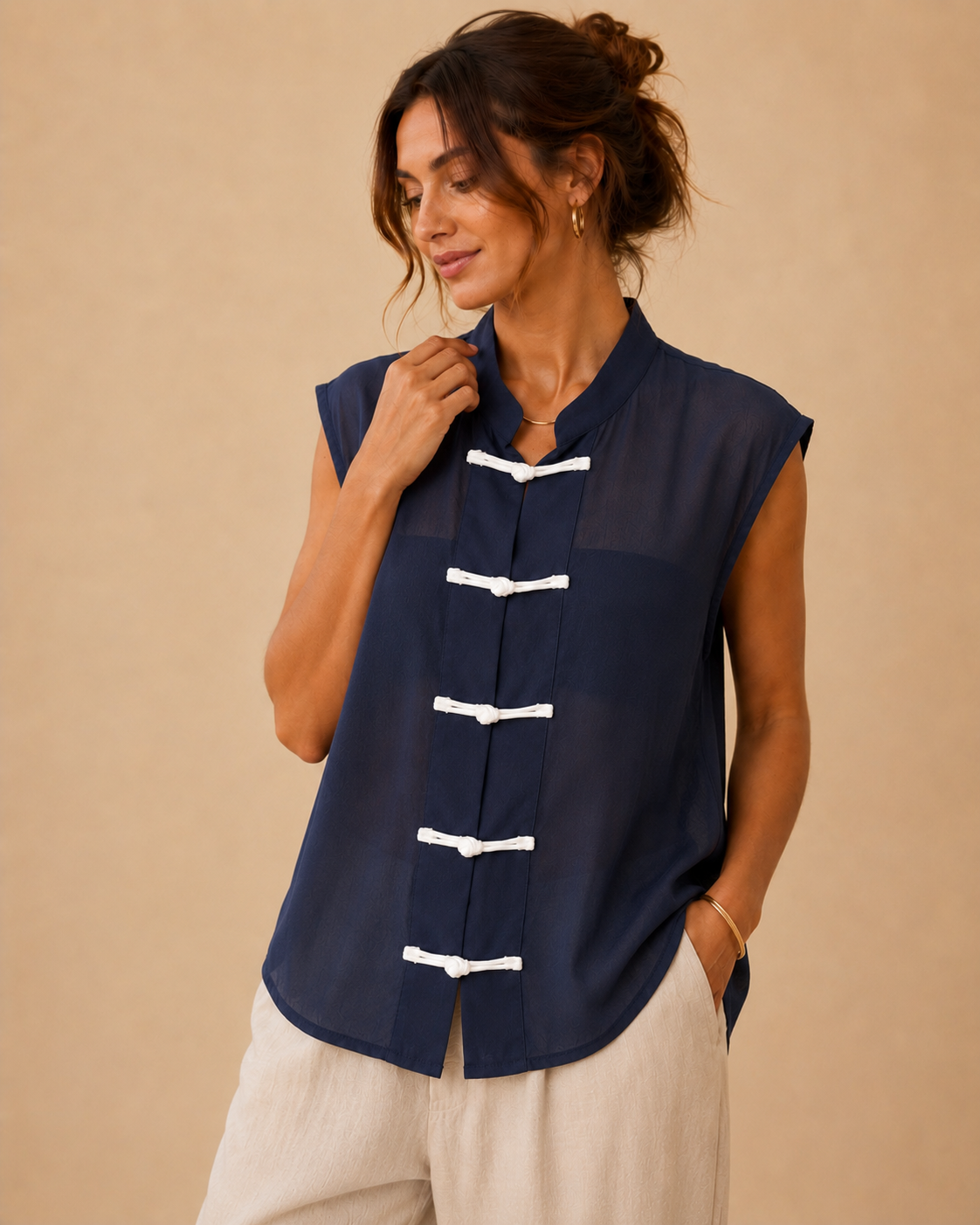 Chemise col Mao sans manches
