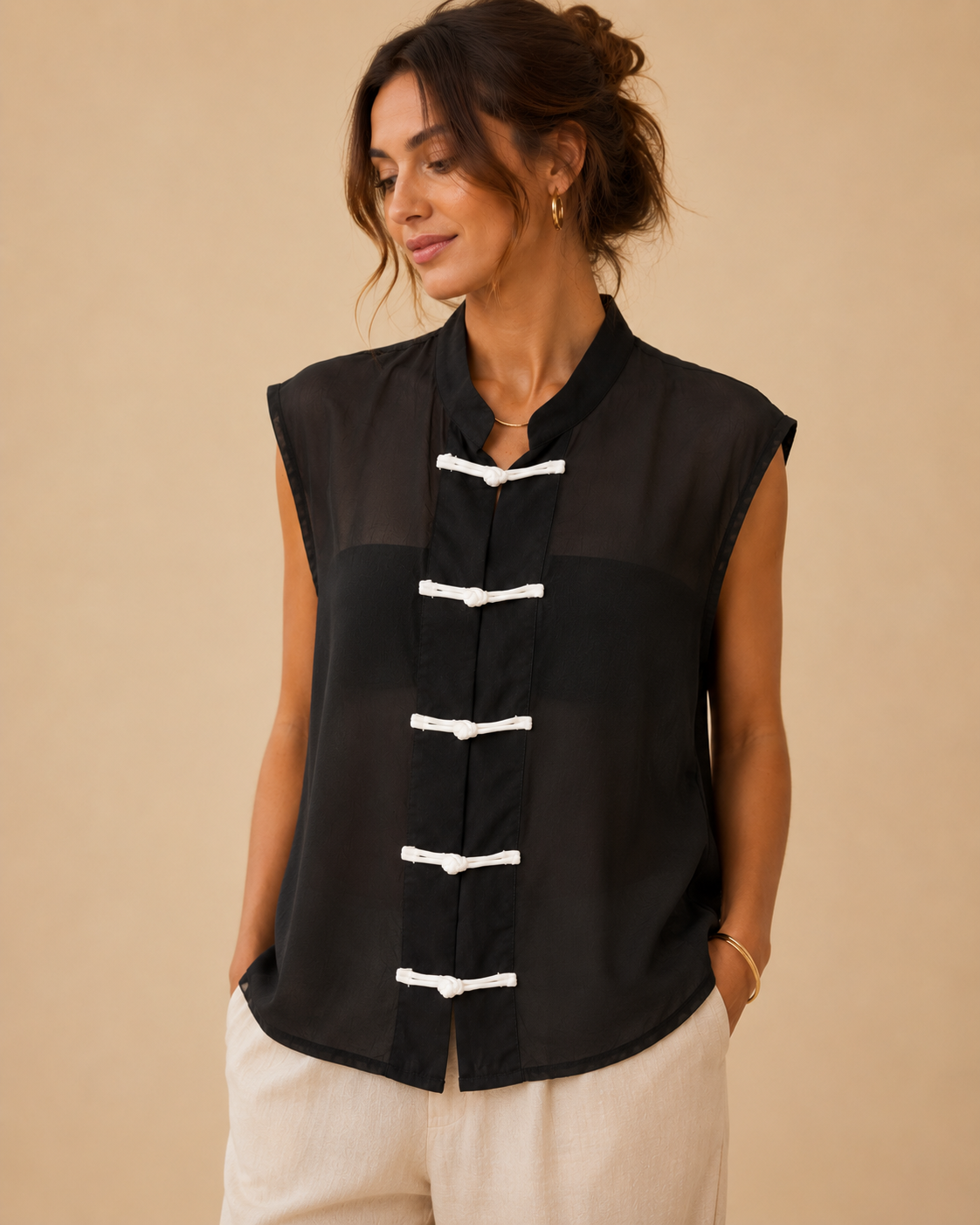 Chemise col Mao sans manches