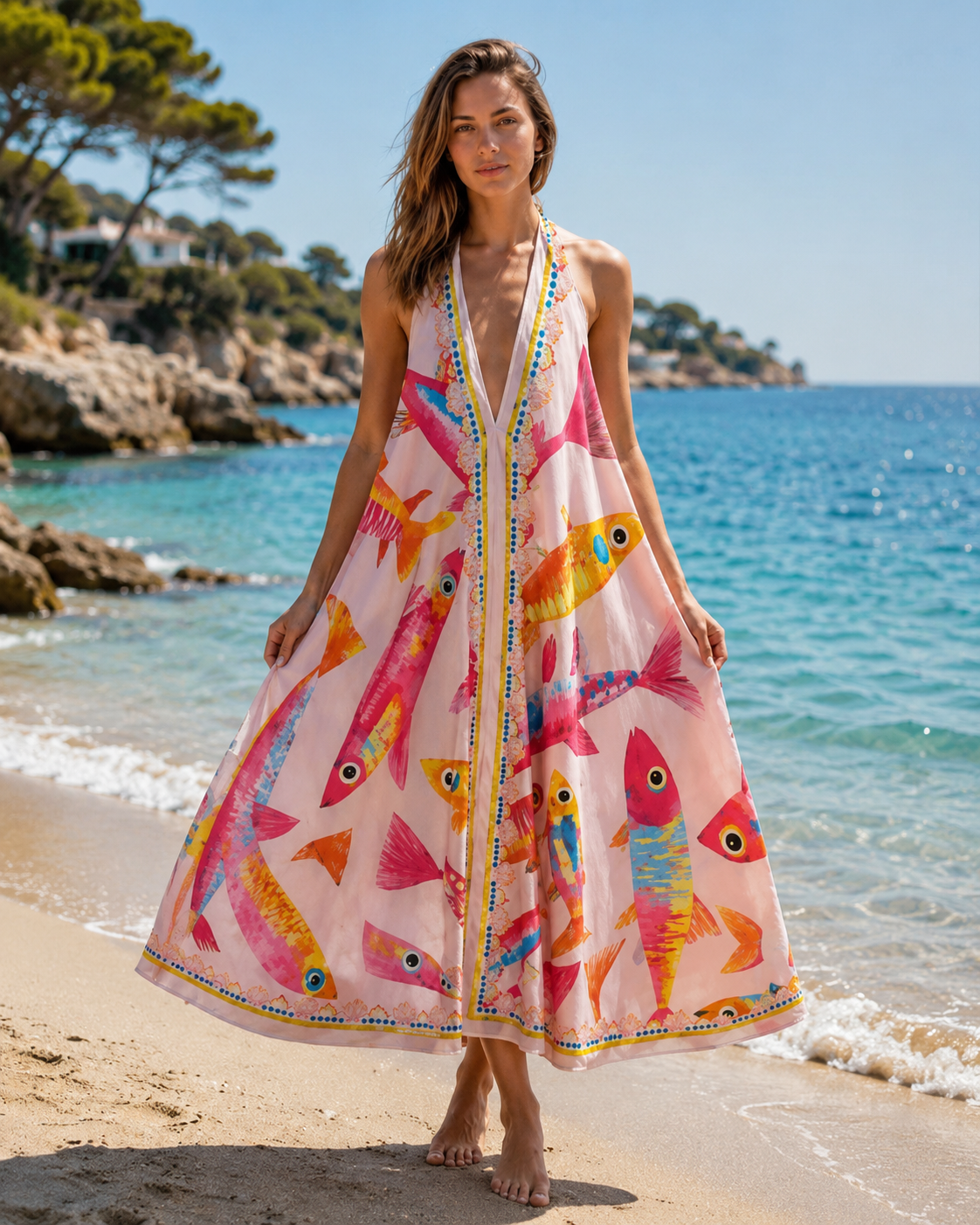 Robe longue dos nu – Imprimés Méditerranée