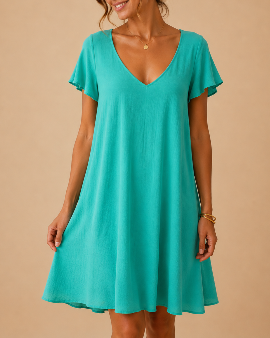 Robe manches courtes fluide évasée