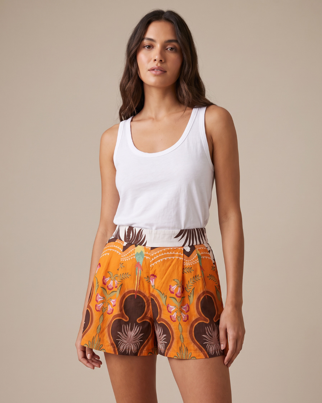 Short à imprimé tropical