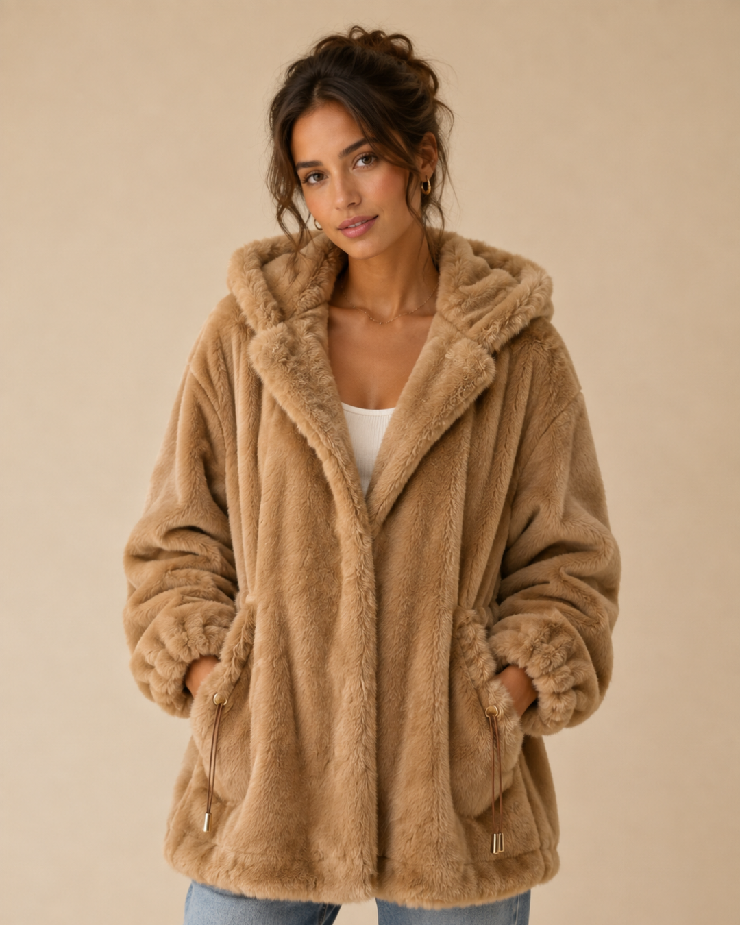 Veste fourrure à capuche