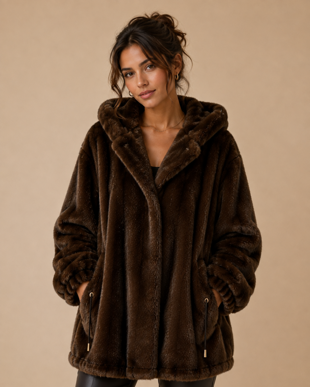 Veste fourrure à capuche