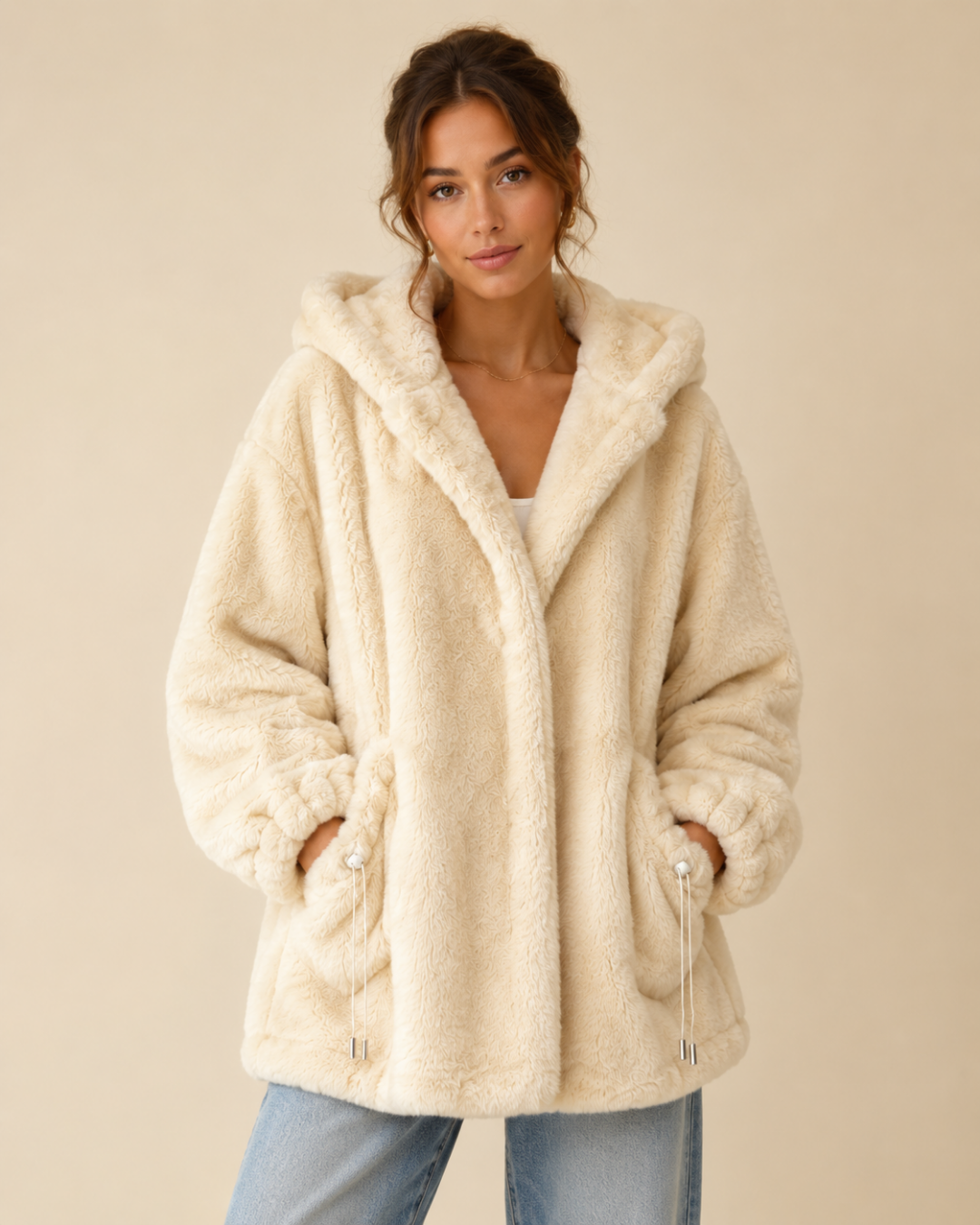 Veste fourrure à capuche