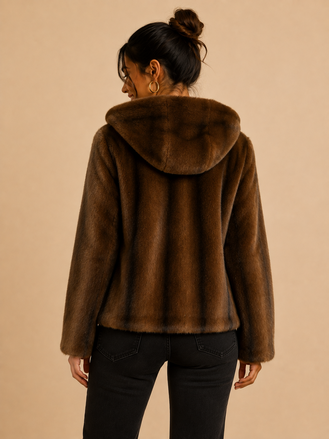 Veste réversible similicuir & fausse fourrure — Taupe