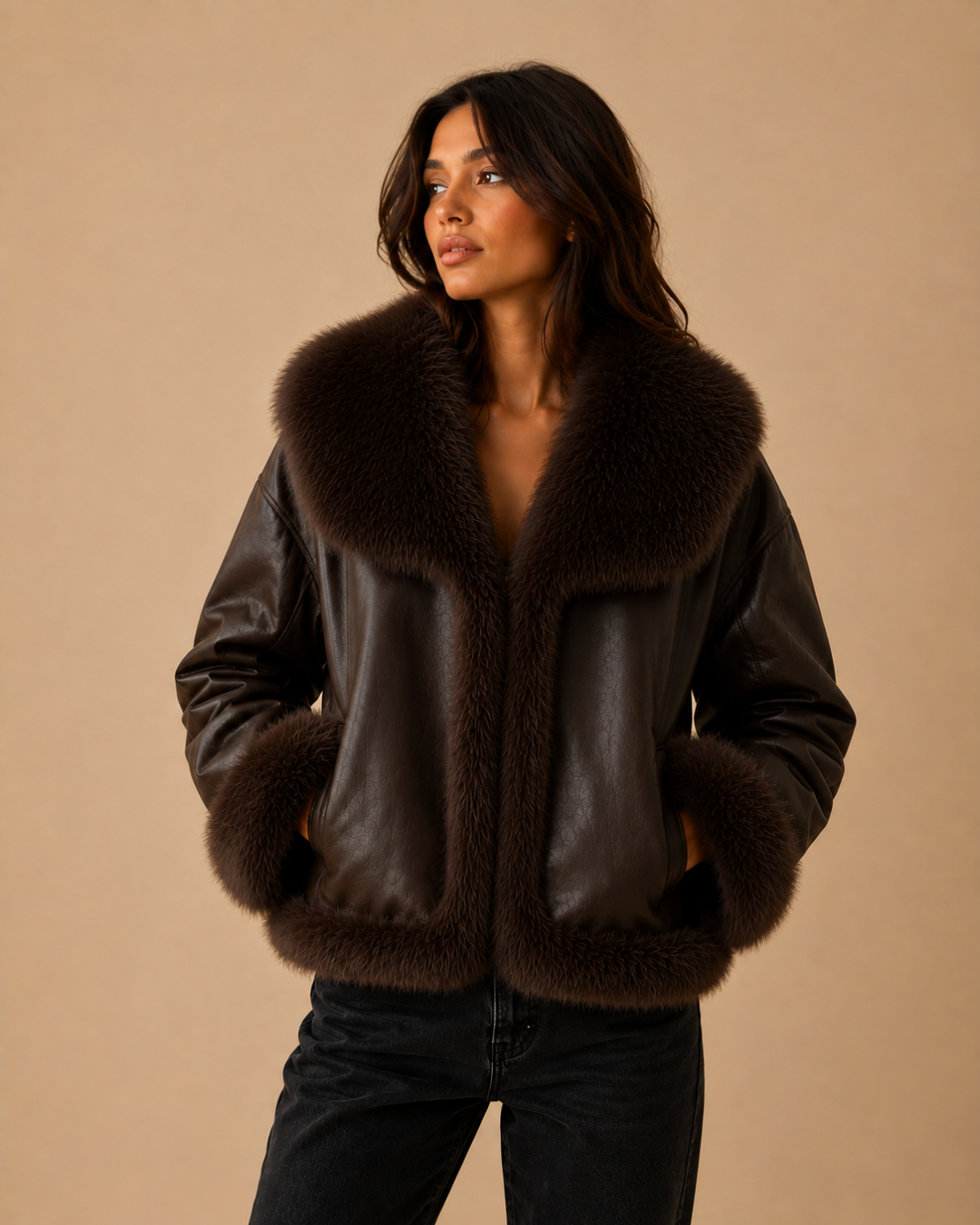 Veste similicuir & fausse fourrure réversible