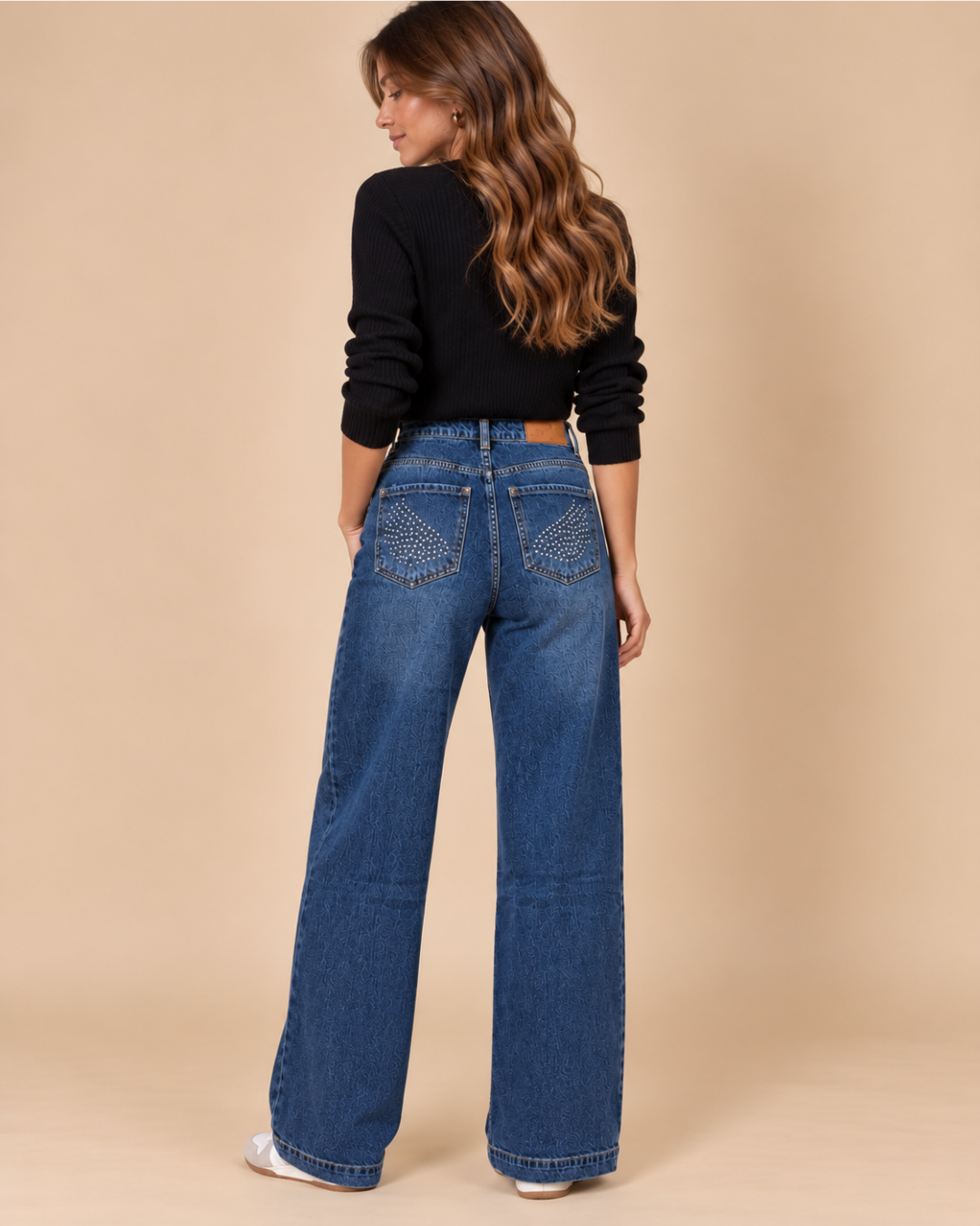 Jean droit denim strass