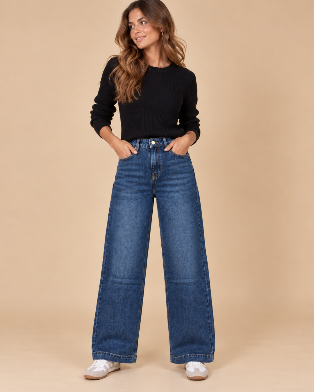 Jean droit denim strass