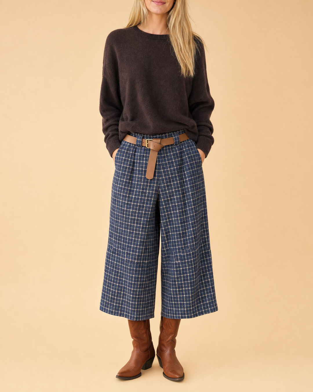 Pantalon court à carreaux