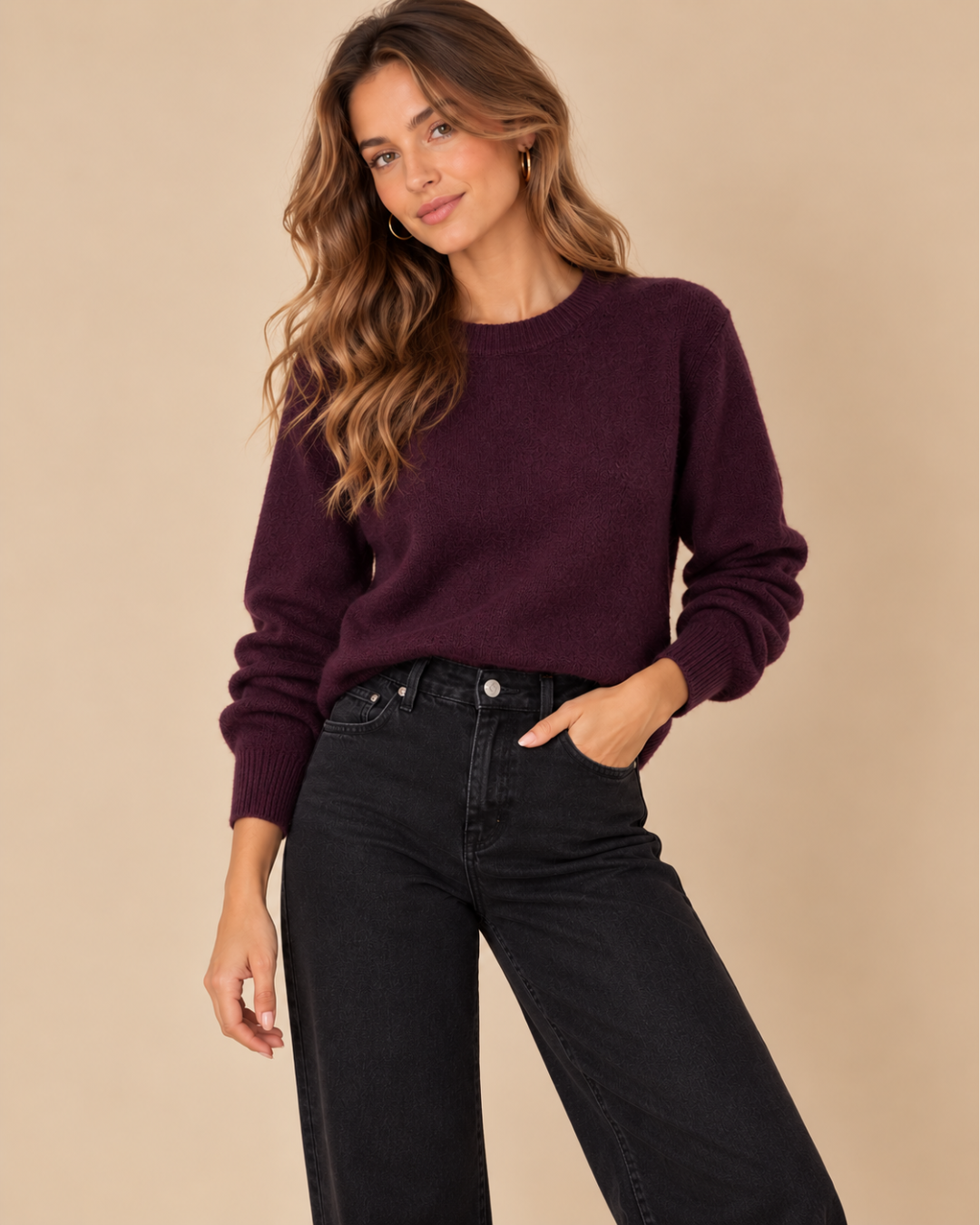 Pull manches longues en maille douce