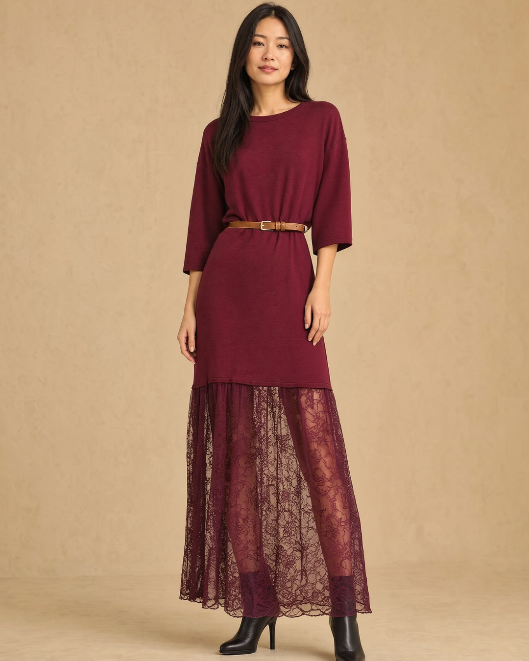 Robe longue avec dentelle