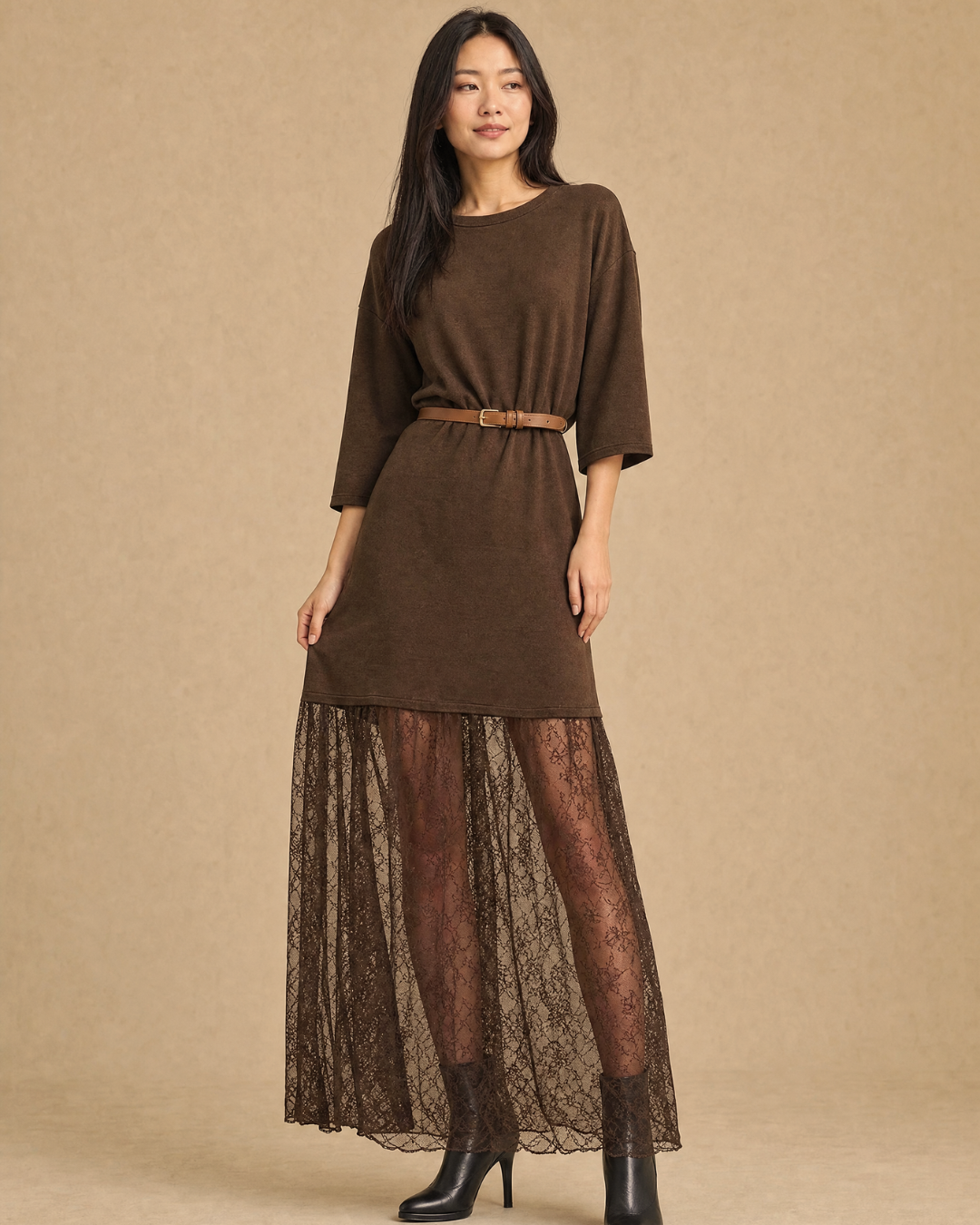 Robe longue avec dentelle