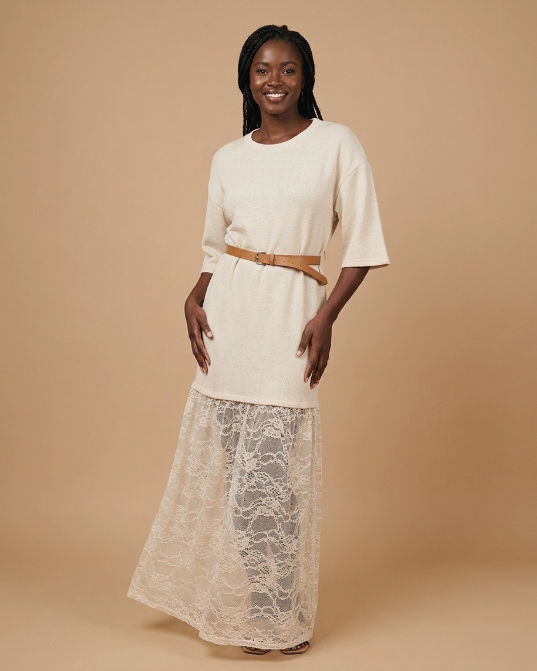 Robe longue avec dentelle