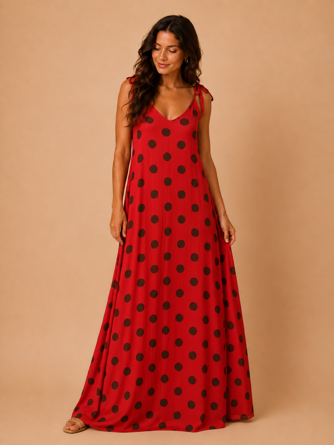 Robe longue à pois