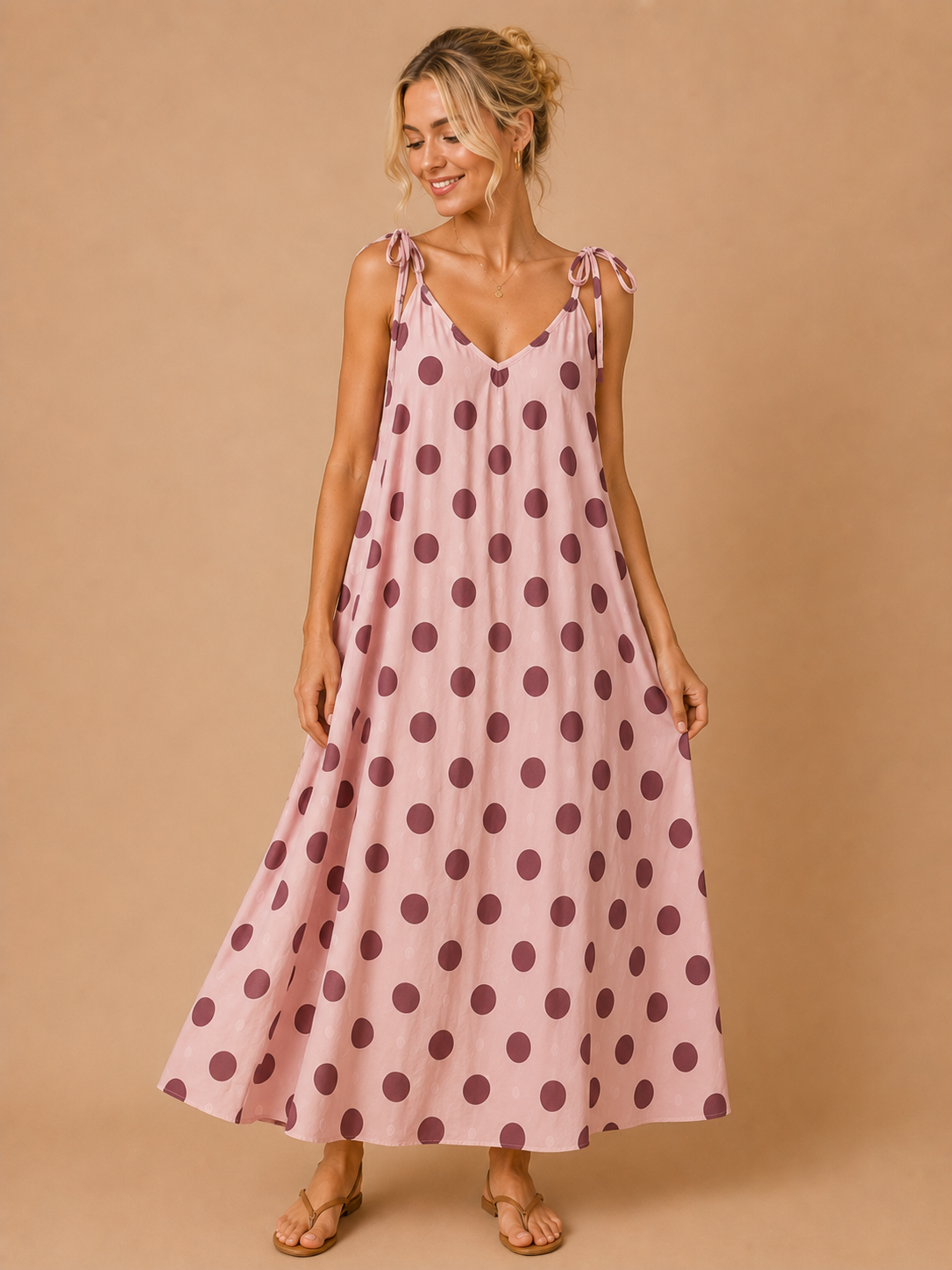 Robe longue à pois