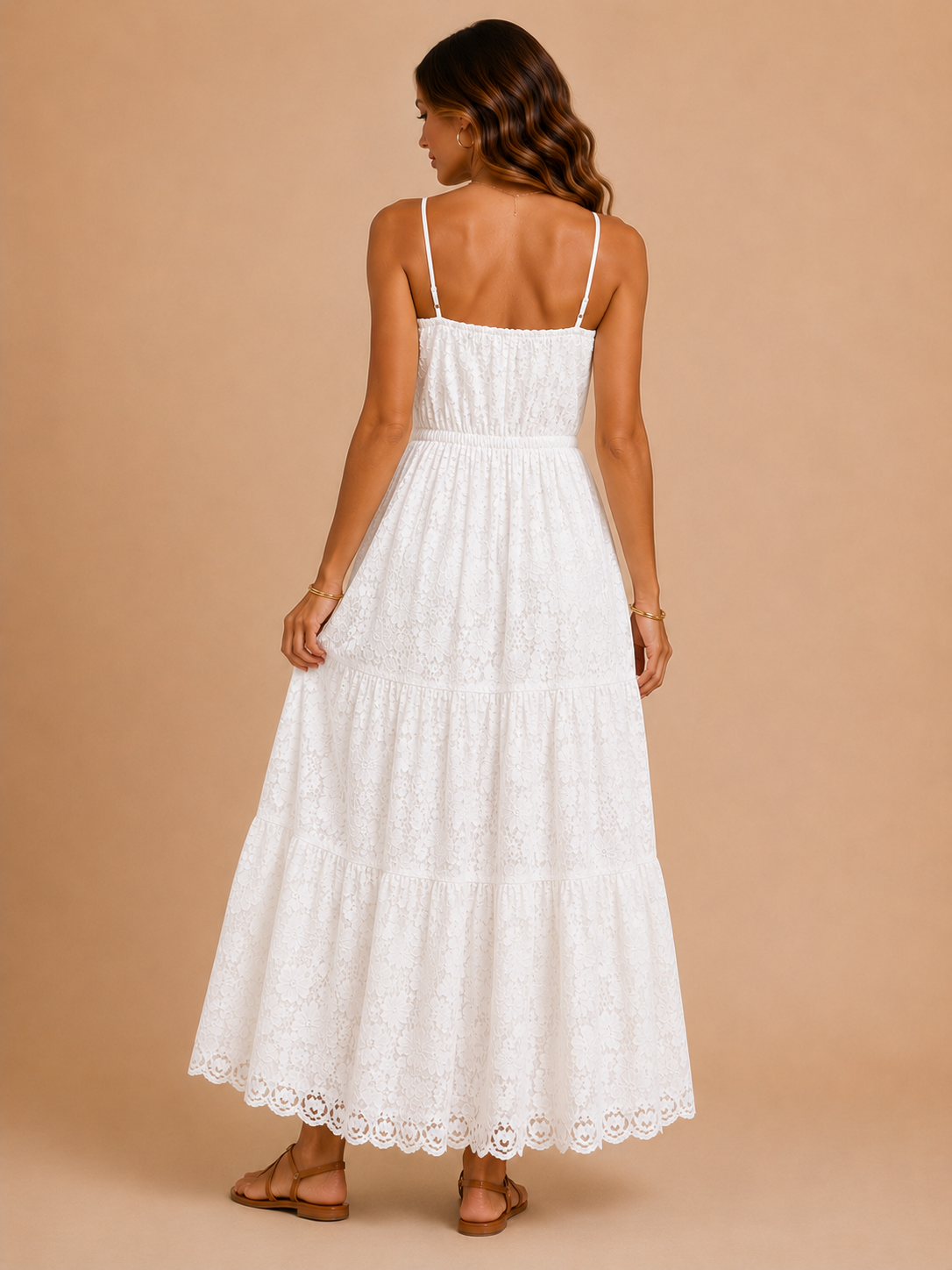 Robe longue en dentelle