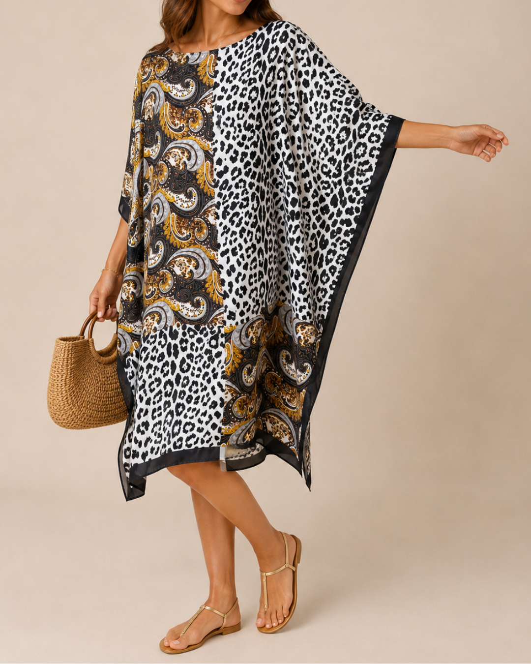Kaftan Léopard Bandana Noir