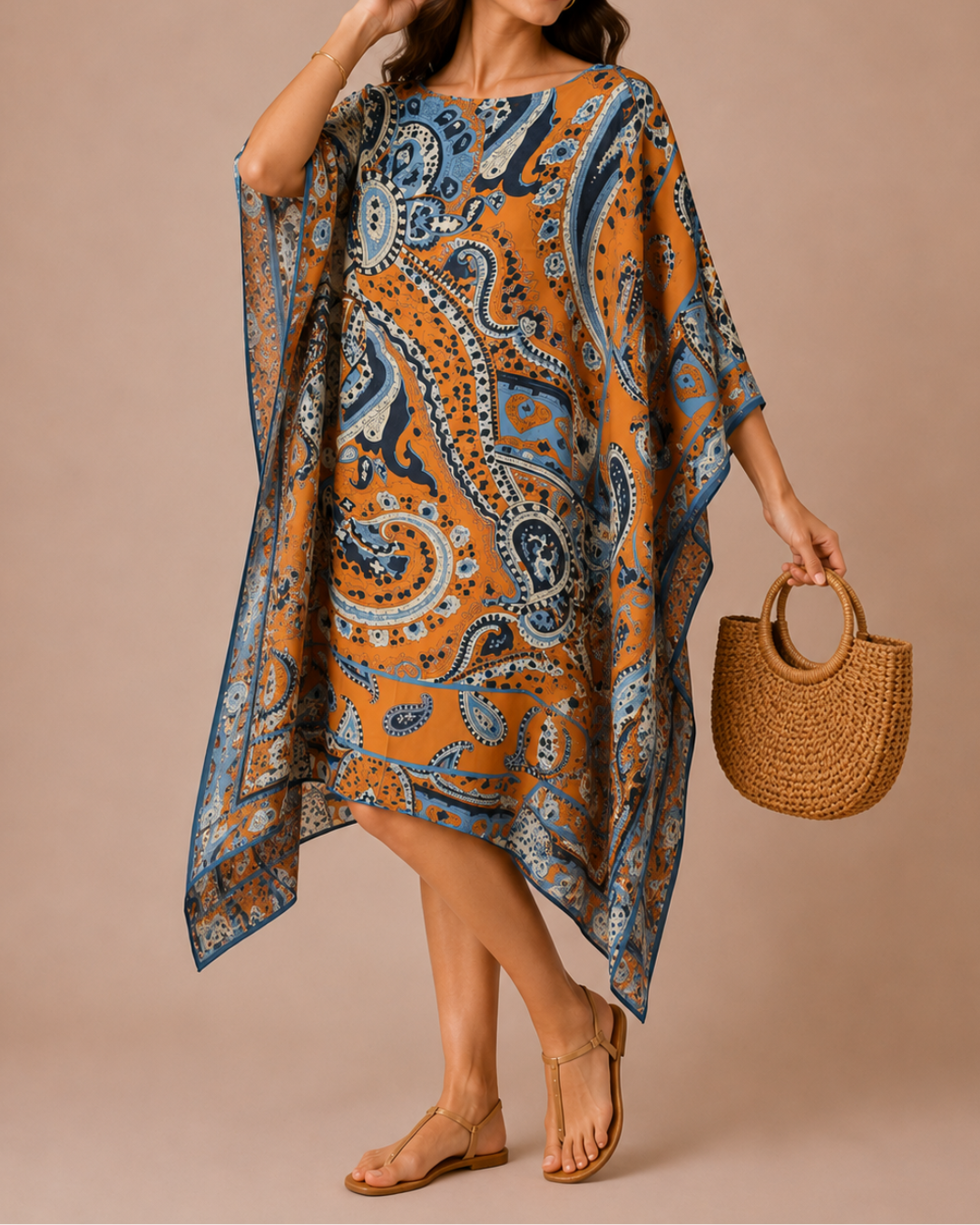Kaftan bandana bleu orange