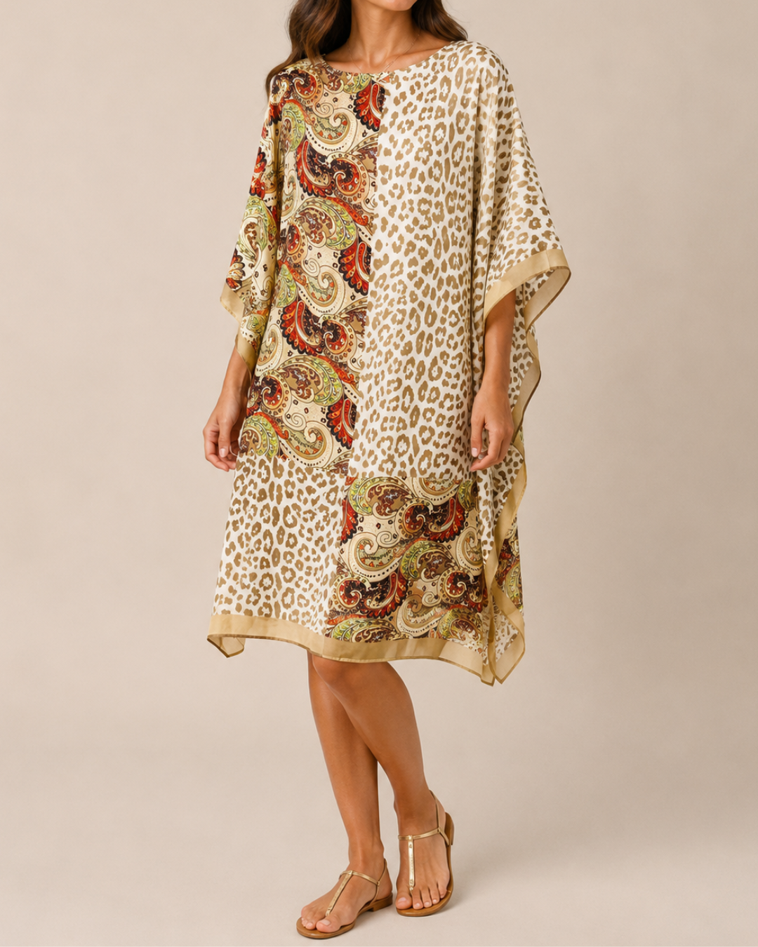Kaftan Léopard Bandana Beige