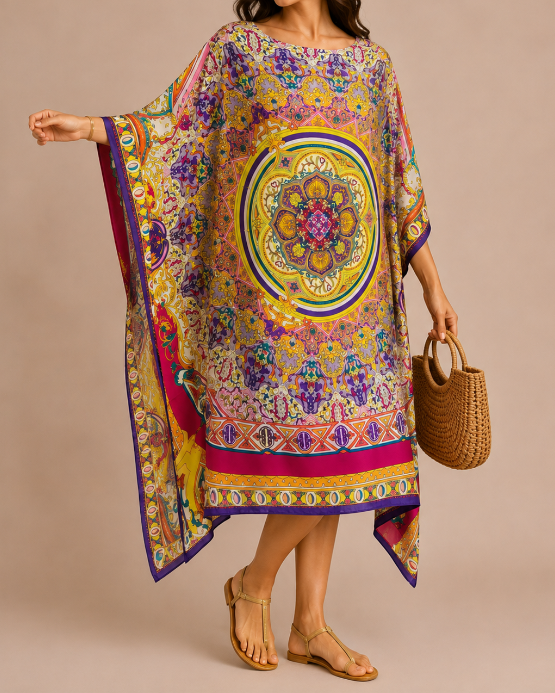 Kaftan mandala violet rose