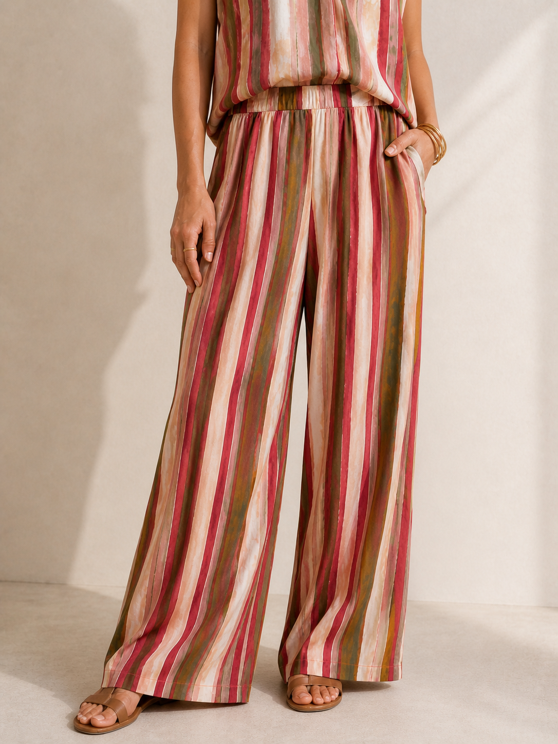 Pantalon fluide à rayures