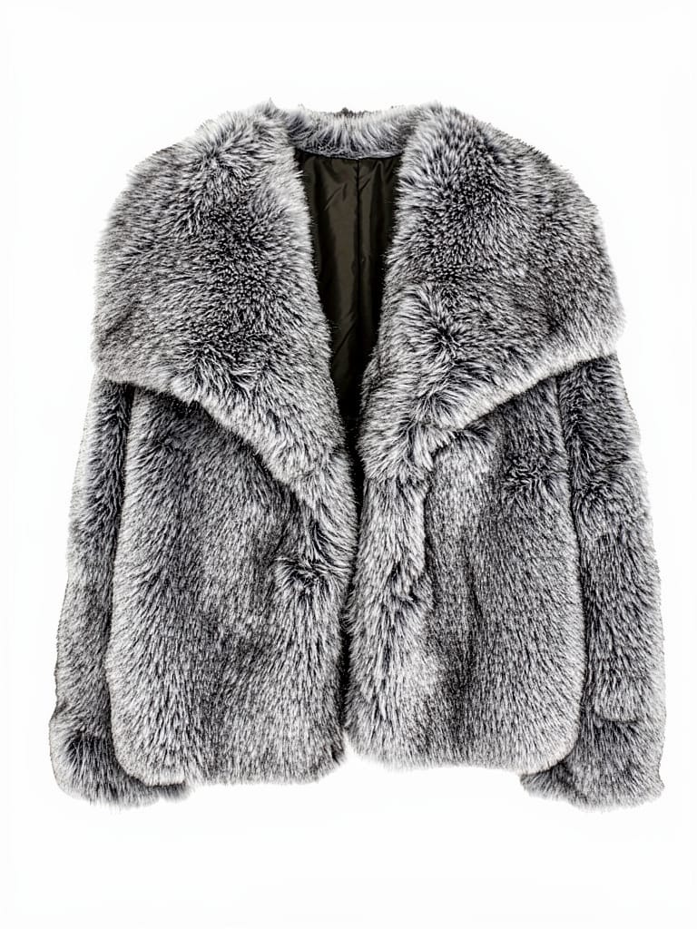 Fourrure volumineuse grise et noire