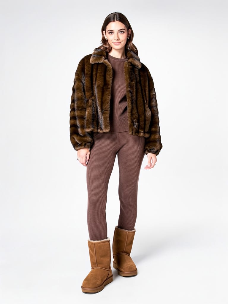 Veste en fourrure café