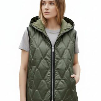 veste sans manches matelassée à capuche kaki