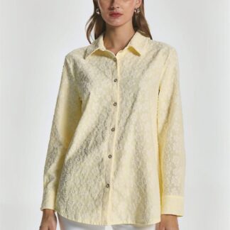 Chemise à fleurs en relief jaune