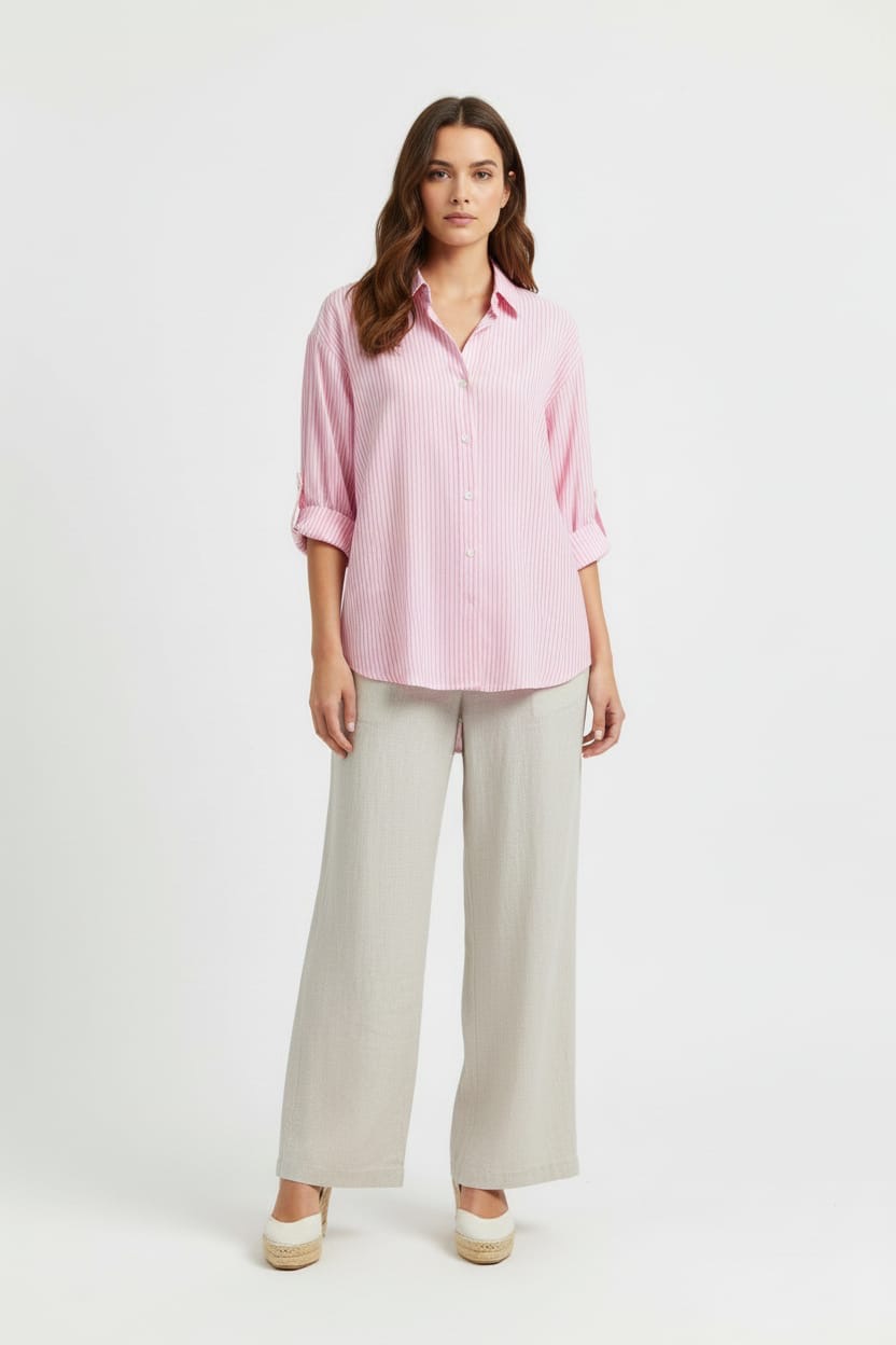 Chemise rayée St Tropez rose