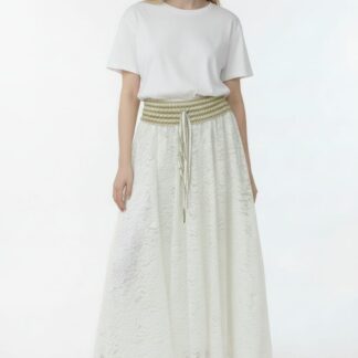 Jupe longue en dentelle écru