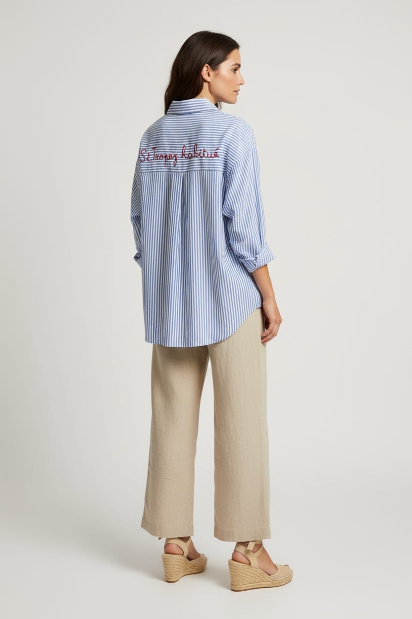 Chemise rayée St Tropez bleue dos